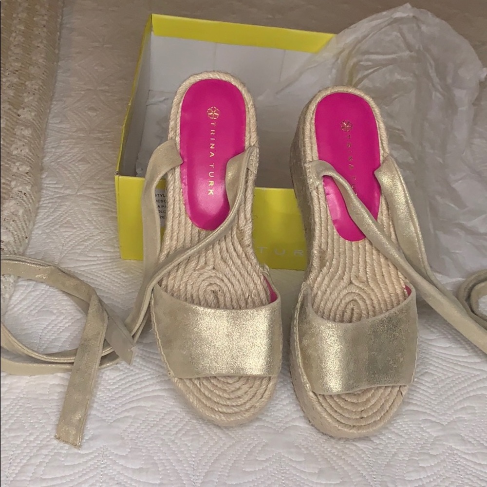 Trina Turk Gold Espadrille Sandals - Picture 3 of 4